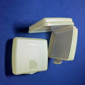 Two Tupperware Square Sandwich Keepers with Hinged Covers